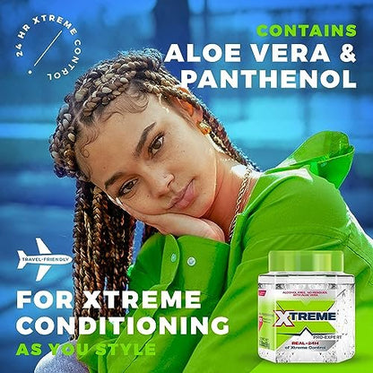 Xtreme Pro-Expert Clear Hair Styling Gel, Alcohol Free 24-Hours Xtreme Control With Aloe Vera, 3.38 Oz Jar (Pack of 6)