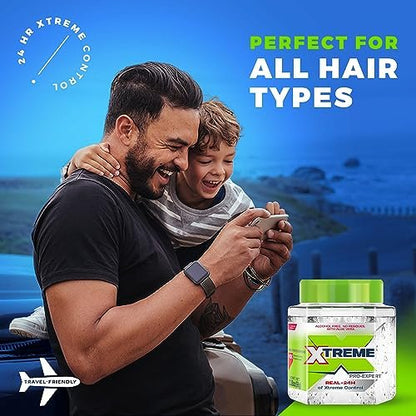 Xtreme Pro-Expert Clear Hair Styling Gel, Alcohol Free 24-Hours Xtreme Control With Aloe Vera, 3.38 Oz Jar (Pack of 6)