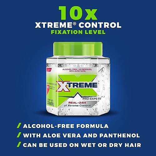 Xtreme Pro-Expert Clear Hair Styling Gel, Alcohol Free 24-Hours Xtreme Control With Aloe Vera, 3.38 Oz Jar (Pack of 6) - görsel 6