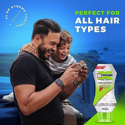 Xtreme Pro-Expert Clear Styling Hair Gel, Alcohol Free 24-Hours Xtreme Control With Aloe Vera, 17.63 Oz Squeeze Bottle (Pack of 3)