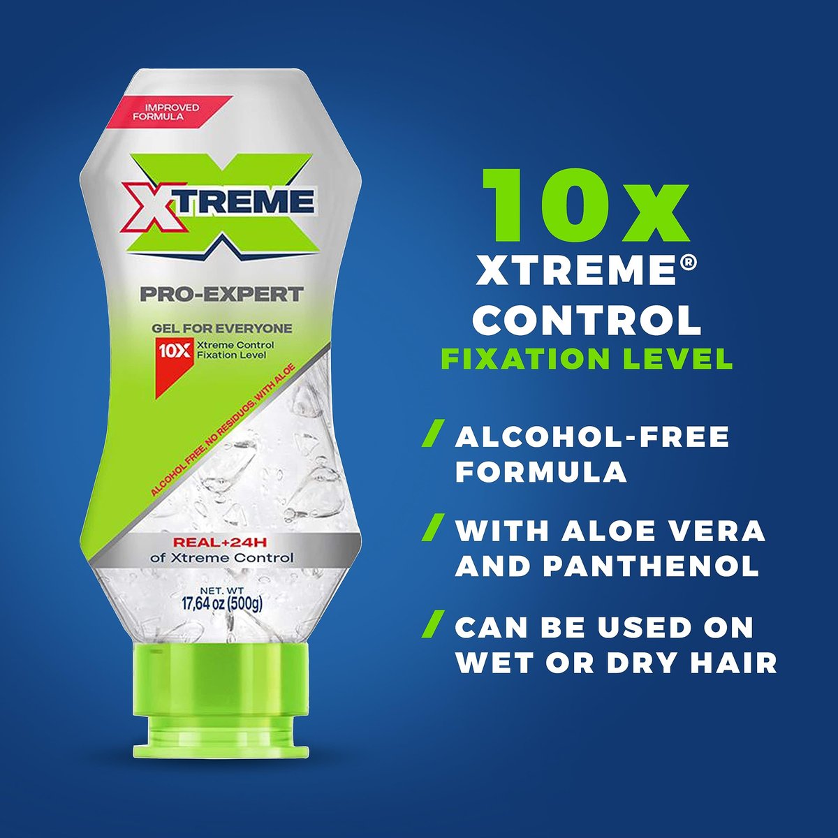 Xtreme Pro-Expert Clear Styling Hair Gel, Alcohol Free 24-Hours Xtreme Control With Aloe Vera, 17.63 Oz Squeeze Bottle (Pack of 3) - görsel 8