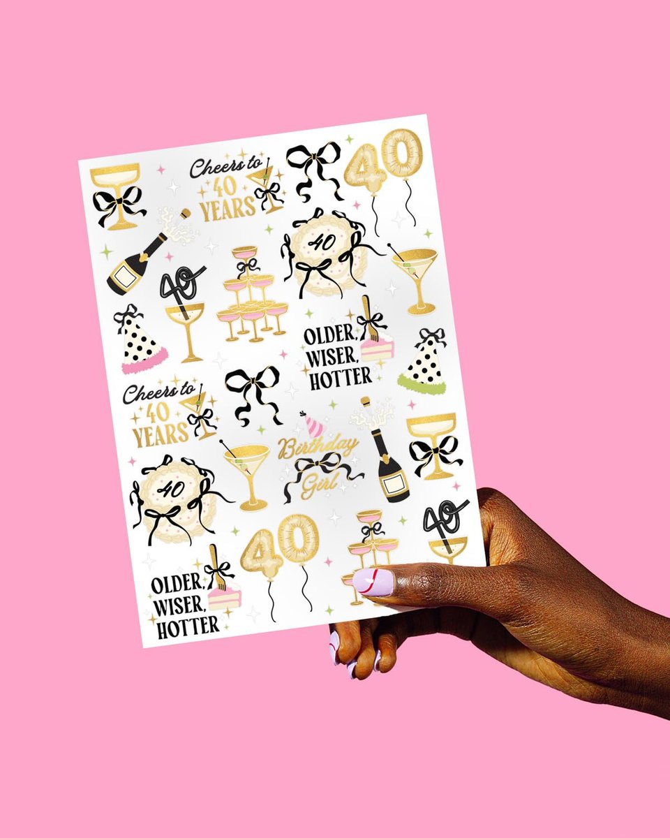 xo, Fetti 40th Birthday Temporary Tattoos - 46 Gold Foil Designs, 2 Sheets | Milestone Party Favors, Decor, Photo Booth Props Avelisse