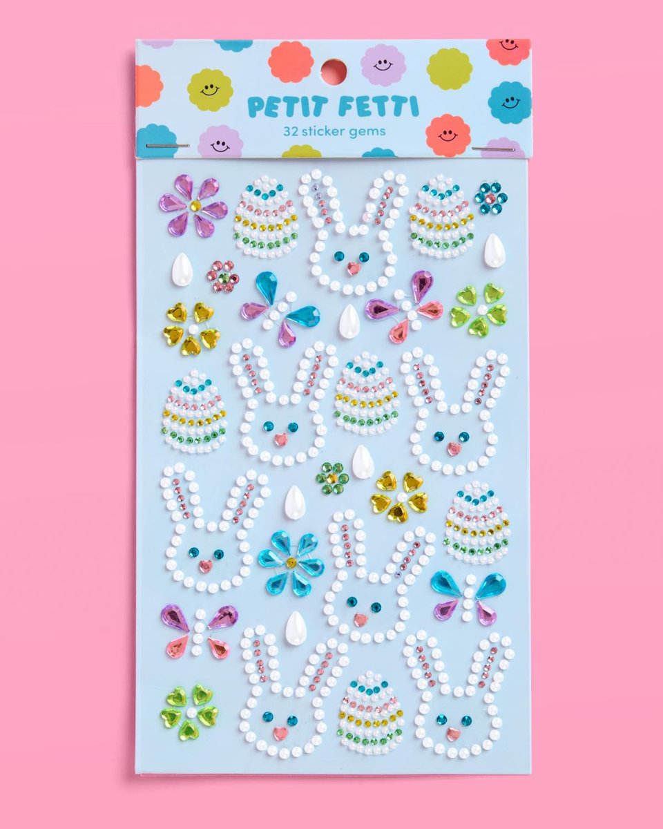 xo, Fetti Kids Easter Gem Set – 32 Sticker Set for Easter Crafts, Spring, Bunny, Eggs, Butterfly, Pastel Jewels & Face Body Art Avelisse