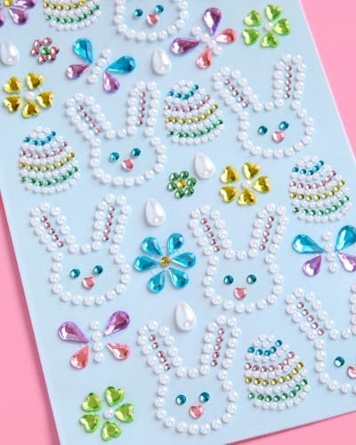 xo, Fetti Kids Easter Gem Set – 32 Sticker Set for Easter Crafts, Spring, Bunny, Eggs, Butterfly, Pastel Jewels & Face Body Art Avelisse