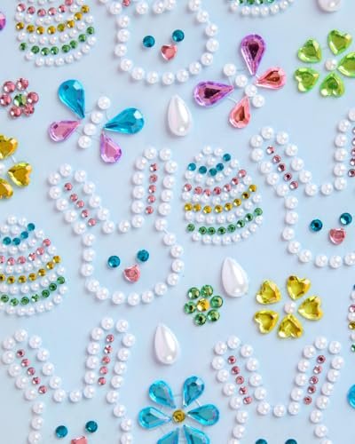 xo, Fetti Kids Easter Gem Set – 32 Sticker Set for Easter Crafts, Spring, Bunny, Eggs, Butterfly, Pastel Jewels & Face Body Art Avelisse
