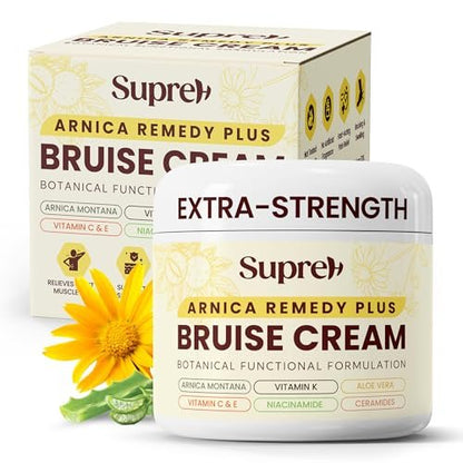 SupreH Arnica Bruise Cream Extra Strength with Vitamin K, C, E, Niacinamide & Ceramide for Bruising, Swelling, Discoloration & Thin Skin - 1 oz Avelisse