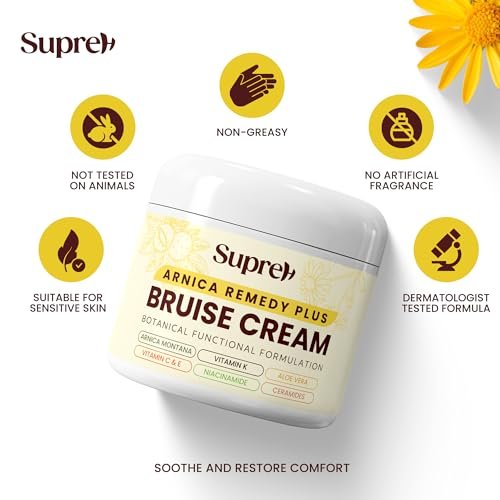 SupreH Arnica Bruise Cream Extra Strength with Vitamin K, C, E, Niacinamide & Ceramide for Bruising, Swelling, Discoloration & Thin Skin - 1 oz Avelisse