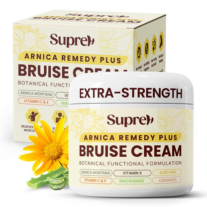 SupreH Arnica Bruise Cream Extra Strength with Vitamin K, C, E, Niacinamide & Ceramide for Bruising, Swelling, Discoloration & Thin Skin - 1 oz Avelisse