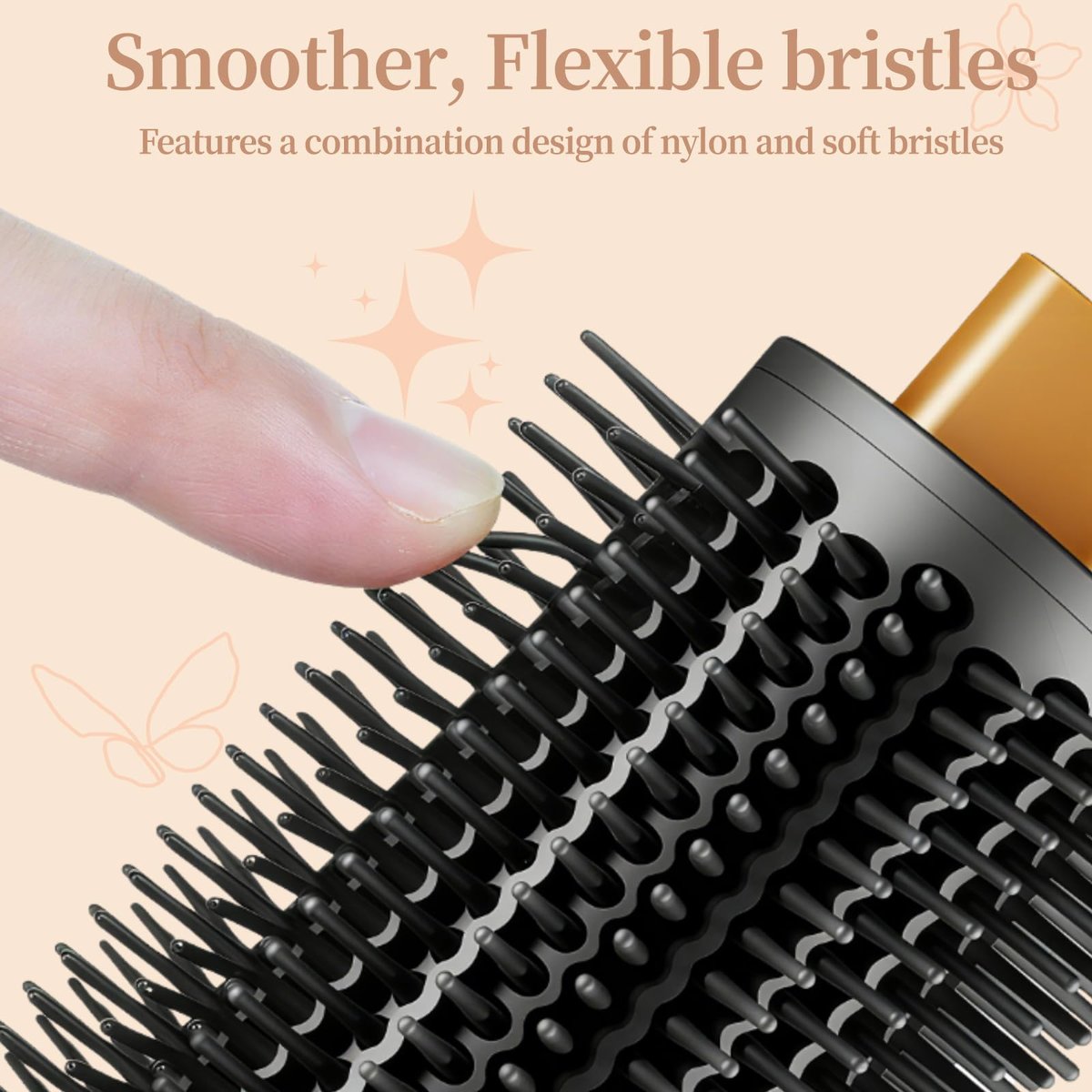 ZEPHBLOW Upgraded Round Volumizing Brush for Dyson Airwrap - Flexible Bristles for Root Lift & Frizz Control - Compatible with Airwrap HS01/05/08 (Gold) Avelisse