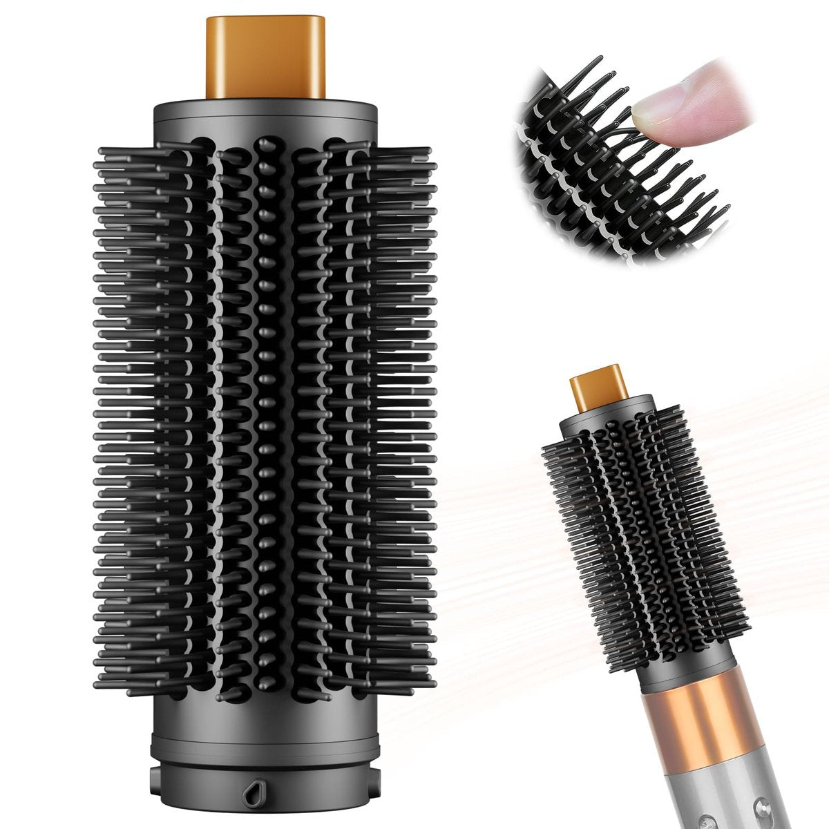 ZEPHBLOW Upgraded Round Volumizing Brush for Dyson Airwrap - Flexible Bristles for Root Lift & Frizz Control - Compatible with Airwrap HS01/05/08 (Gold) Avelisse