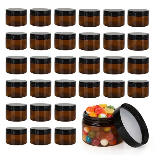 Axigundaone 30-Pack 4oz Brown Plastic Jars with Lids - Refillable Cosmetic Containers for Powder, Liquid & Food Storage - görsel 2