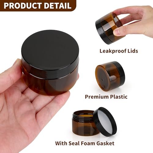 Axigundaone 30-Pack 4oz Brown Plastic Jars with Lids - Refillable Cosmetic Containers for Powder, Liquid & Food Storage - görsel 6