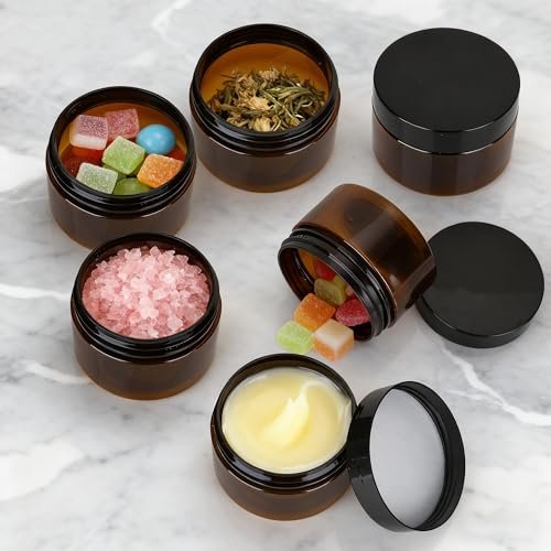 Axigundaone 30-Pack 4oz Brown Plastic Jars with Lids - Refillable Cosmetic Containers for Powder, Liquid & Food Storage - görsel 10