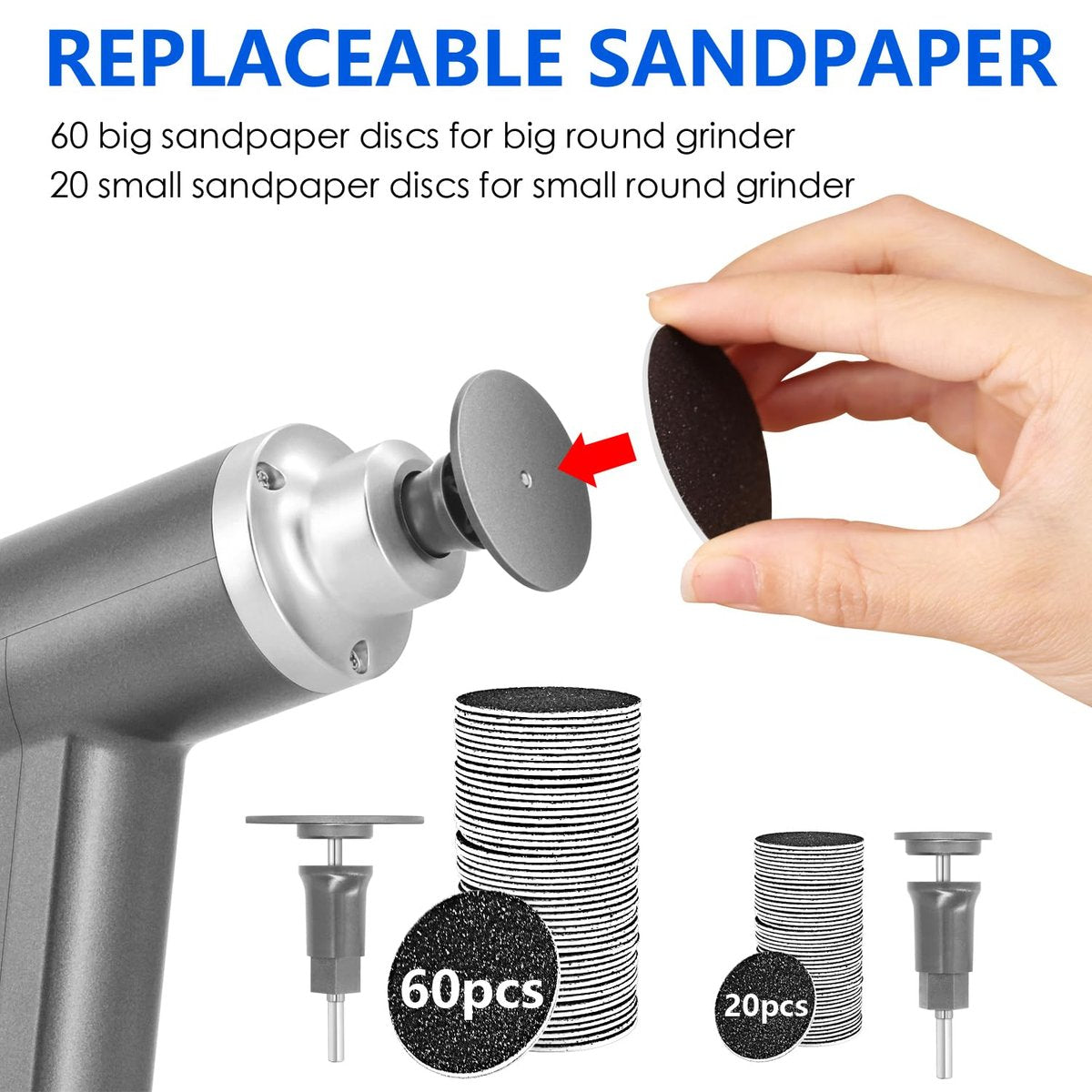 Upgraded Electric Callus Remover for Feet 4500rpm - Professional Foot Sander Pedicure File with 2 Interchangeable Heads and Replaceable Sandpaper Discs Avelisse