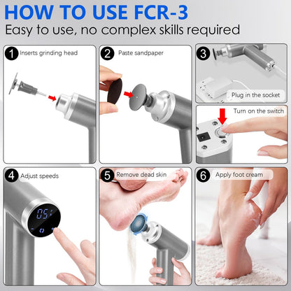 Upgraded Electric Callus Remover for Feet 4500rpm - Professional Foot Sander Pedicure File with 2 Interchangeable Heads and Replaceable Sandpaper Discs Avelisse