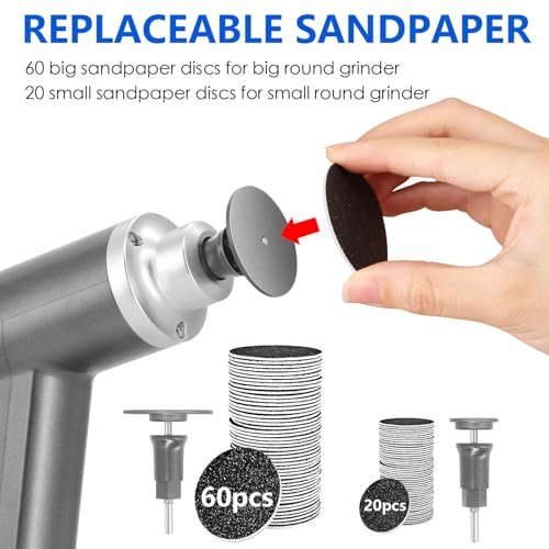 Upgraded Electric Callus Remover for Feet 4500rpm - Professional Foot Sander Pedicure File with 2 Interchangeable Heads and Replaceable Sandpaper Discs Avelisse