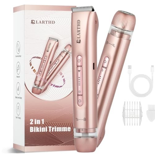 LARTHD 2 in 1 Women Electric Shaver - Dual Head Bikini Trimmer & Body Hair Remover, IPX7 Waterproof Wet & Dry Use for Bikini, Underarm, Leg, Arm, Body, Face (Pink) - görsel 2