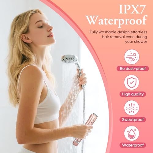 LARTHD 2 in 1 Women Electric Shaver - Dual Head Bikini Trimmer & Body Hair Remover, IPX7 Waterproof Wet & Dry Use for Bikini, Underarm, Leg, Arm, Body, Face (Pink) - görsel 8
