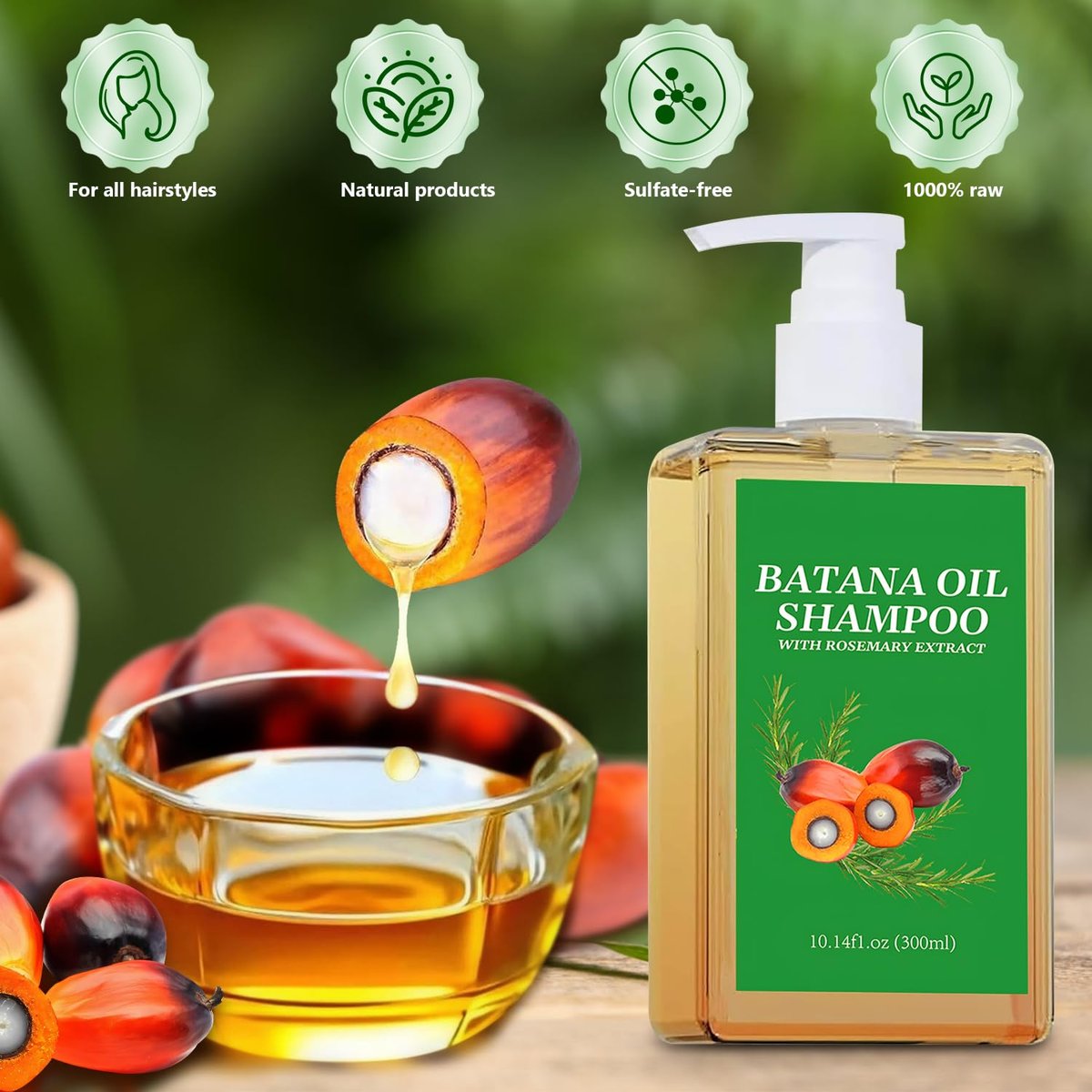 2-Pack Batana Oil Shampoo for Hair Growth & Thinning Hair | Rosemary Infused Nourishing Shampoo for Men & Women | Soft & Fluffy Hair | 10.14 fl oz Each Avelisse