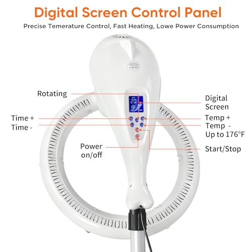 Spiritseek Rotating Hair Processor with LCD Digital Screen - White Hair Dryer Accelerator for Perm Styling - görsel 6