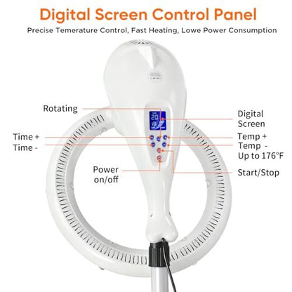 Spiritseek Rotating Hair Processor with LCD Digital Screen - White Hair Dryer Accelerator for Perm Styling