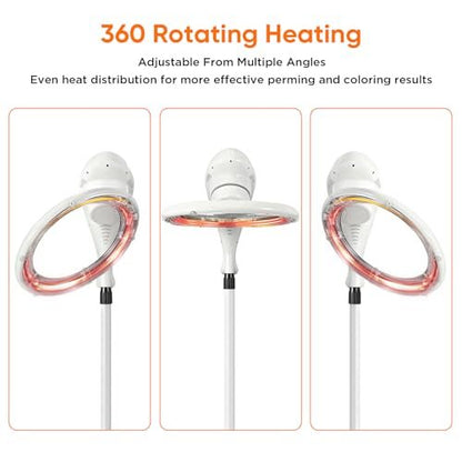 Spiritseek Rotating Hair Processor with LCD Digital Screen - White Hair Dryer Accelerator for Perm Styling