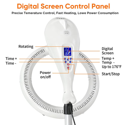 Spiritseek Rotating Hair Processor with LCD Digital Screen - White Hair Dryer Accelerator for Perm Styling