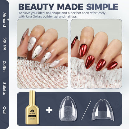 UNA GELLA 7-in-1 Clear Hard Builder Gel for Nails – Strengthener, Apex Building & Extension – LED Lamp Required (1 Fl Oz)