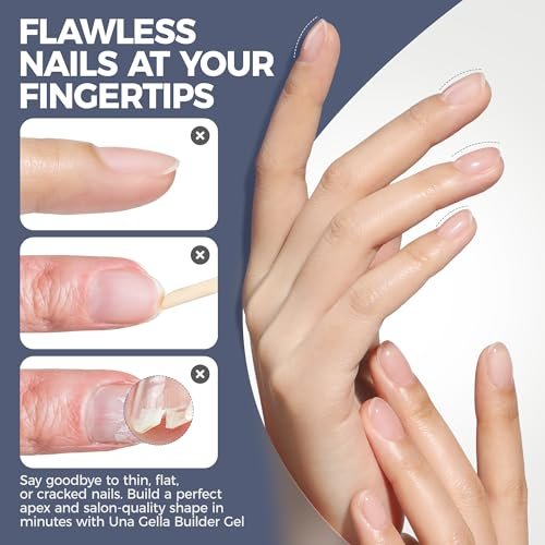 UNA GELLA 7-in-1 Clear Hard Builder Gel for Nails – Strengthener, Apex Building & Extension – LED Lamp Required (1 Fl Oz) - görsel 12