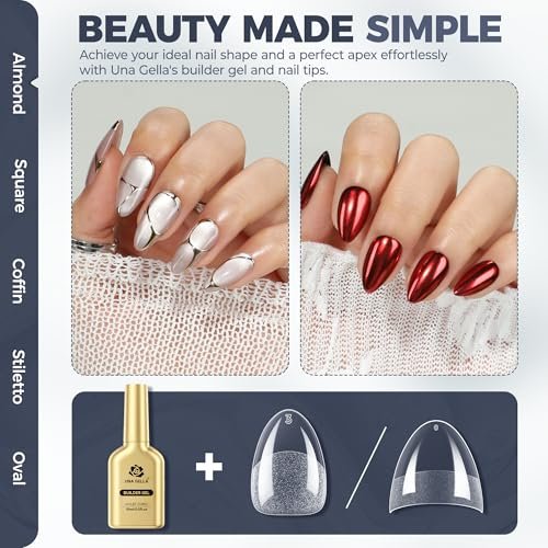 UNA GELLA 7-in-1 Clear Hard Builder Gel for Nails – Strengthener, Apex Building & Extension – LED Lamp Required (1 Fl Oz) - görsel 10