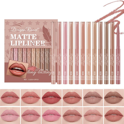 Baorder 12-Piece Creamy Matte Lip Liner Pencil Set – Waterproof, Long-Lasting, Soft Pink Lip Colors – Perfect Pout Gel Makeup Kit for Women Avelisse