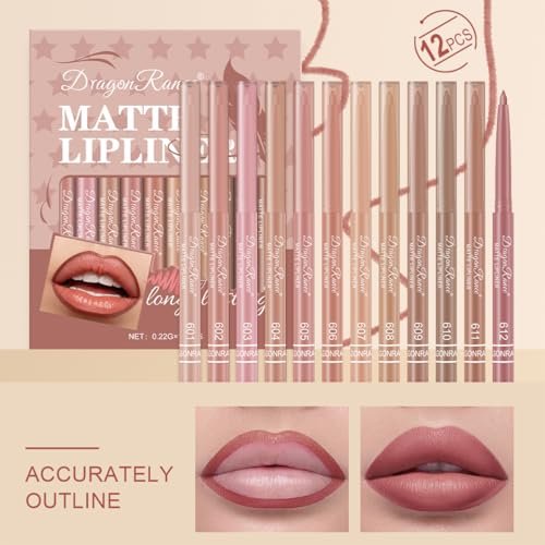 Baorder 12-Piece Creamy Matte Lip Liner Pencil Set – Waterproof, Long-Lasting, Soft Pink Lip Colors – Perfect Pout Gel Makeup Kit for Women Avelisse
