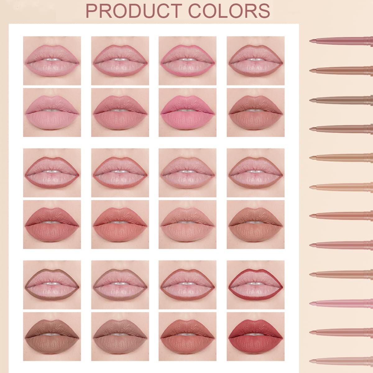 Baorder 12-Piece Creamy Matte Lip Liner Pencil Set – Waterproof, Long-Lasting, Soft Pink Lip Colors – Perfect Pout Gel Makeup Kit for Women Avelisse