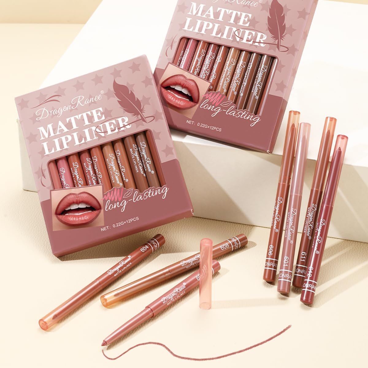 Baorder 12-Piece Creamy Matte Lip Liner Pencil Set – Waterproof, Long-Lasting, Soft Pink Lip Colors – Perfect Pout Gel Makeup Kit for Women Avelisse