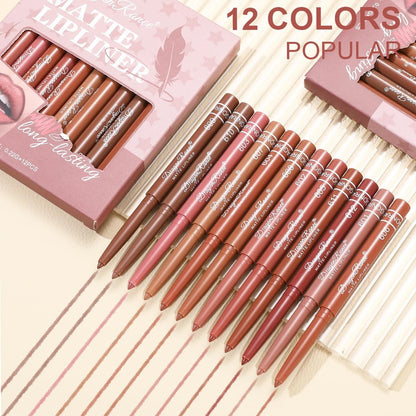 Baorder 12-Piece Creamy Matte Lip Liner Pencil Set – Waterproof, Long-Lasting, Soft Pink Lip Colors – Perfect Pout Gel Makeup Kit for Women Avelisse