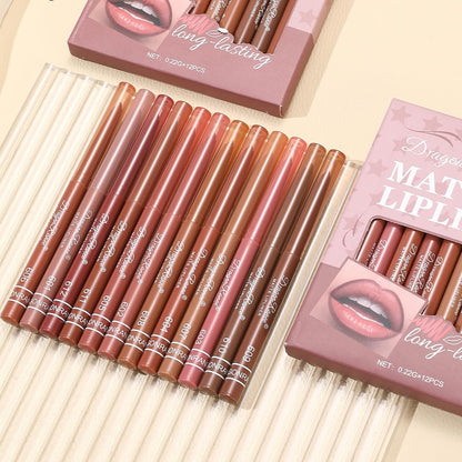 Baorder 12-Piece Creamy Matte Lip Liner Pencil Set – Waterproof, Long-Lasting, Soft Pink Lip Colors – Perfect Pout Gel Makeup Kit for Women Avelisse