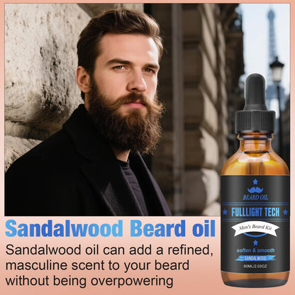 Beard Oil for Men, 4 Fl Oz, 2 Packs Natural Sandalwood & Unscented Beard Growth Oil with Vitamin E, Argan & Jojoba Oil, Softens, Moisturizes, Strengthens, Adds Shine, Reduces Frizz, No Fragrance Conditioner for Men Avelisse
