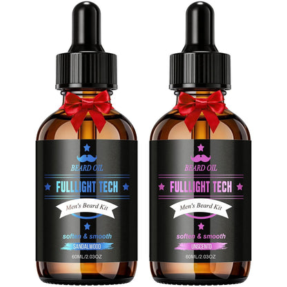 Beard Oil for Men, 4 Fl Oz, 2 Packs Natural Sandalwood & Unscented Beard Growth Oil with Vitamin E, Argan & Jojoba Oil, Softens, Moisturizes, Strengthens, Adds Shine, Reduces Frizz, No Fragrance Conditioner for Men Avelisse