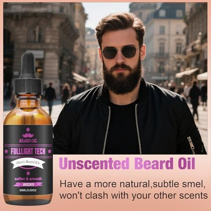 Beard Oil for Men, 4 Fl Oz, 2 Packs Natural Sandalwood & Unscented Beard Growth Oil with Vitamin E, Argan & Jojoba Oil, Softens, Moisturizes, Strengthens, Adds Shine, Reduces Frizz, No Fragrance Conditioner for Men Avelisse