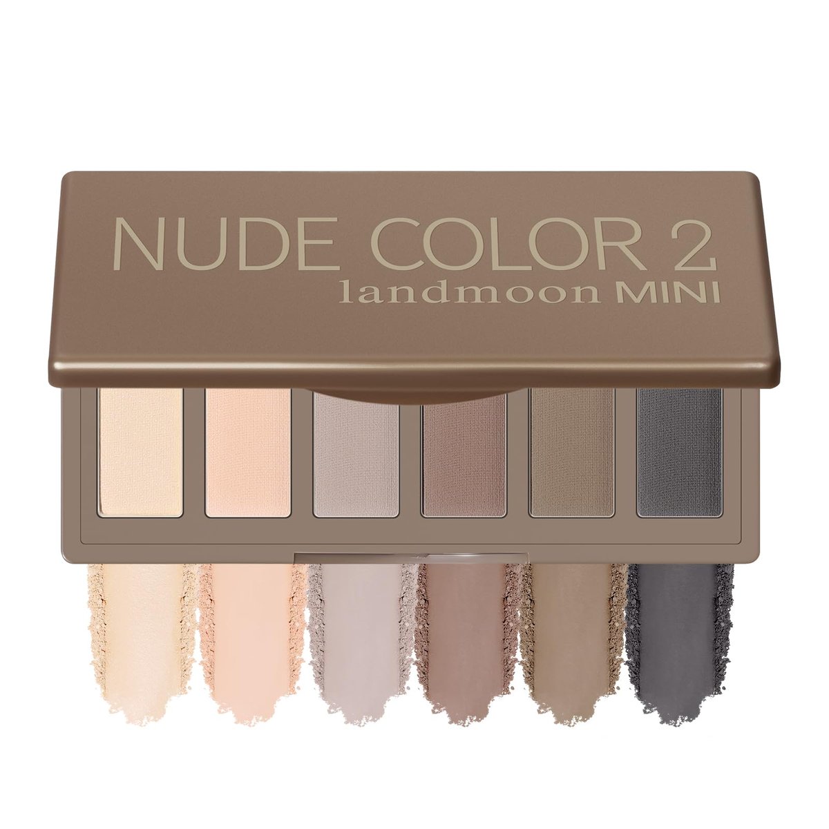 LANDMOON Neutral Nude Matte Mini Eyeshadow Palette - 6 Colors Smoky Taupe & Brown Travel Size Eye Shadows, Highly Pigmented, Long-Lasting, Vegan Makeup Palette with Mirror for Daily Use - görsel 1