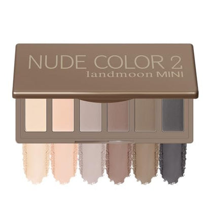 LANDMOON Neutral Nude Matte Mini Eyeshadow Palette - 6 Colors Smoky Taupe & Brown Travel Size Eye Shadows, Highly Pigmented, Long-Lasting, Vegan Makeup Palette with Mirror for Daily Use