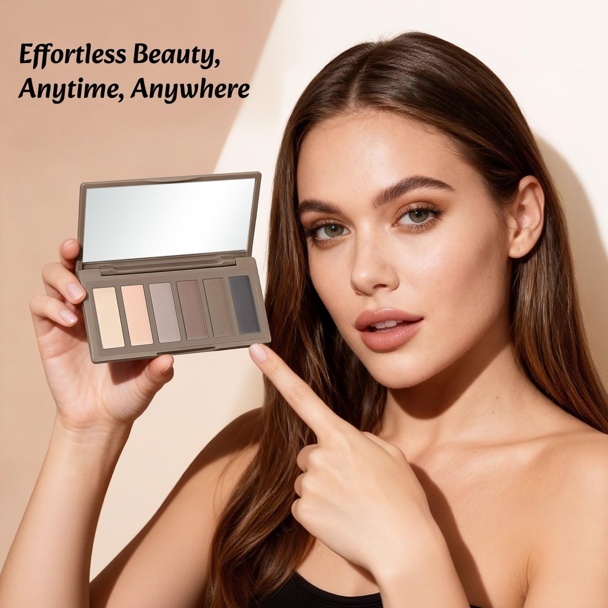 LANDMOON Neutral Nude Matte Mini Eyeshadow Palette - 6 Colors Smoky Taupe & Brown Travel Size Eye Shadows, Highly Pigmented, Long-Lasting, Vegan Makeup Palette with Mirror for Daily Use - görsel 11