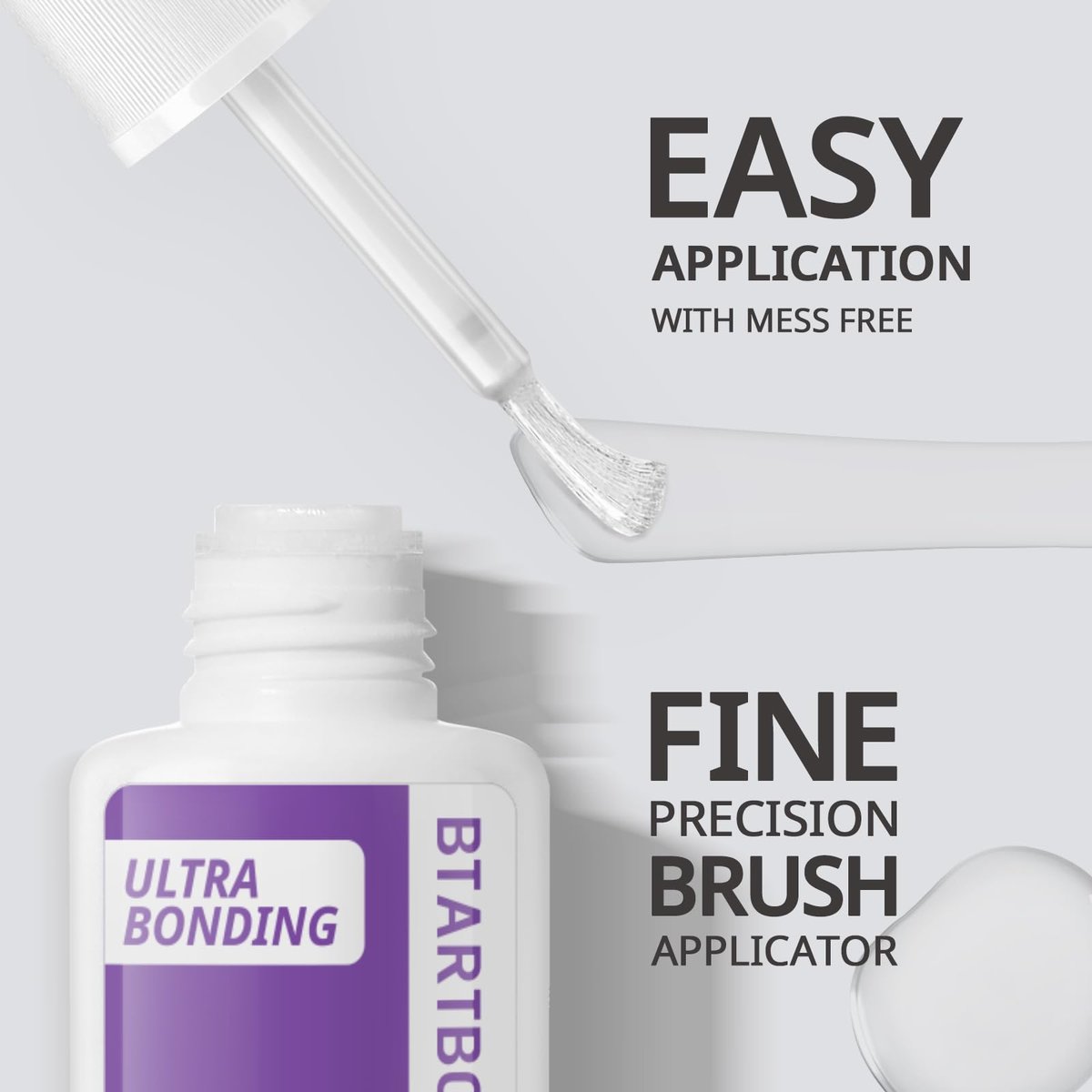 BTArtboxnails Nail Glue for Press Ons - Brush on Glue for Nail Tips & Acrylic Fake Nails, HEMA & TPO-free, Quick Air Dry & Long-Lasting, Mess-Free & Easy Application - görsel 5