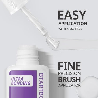 BTArtboxnails Nail Glue for Press Ons - Brush on Glue for Nail Tips & Acrylic Fake Nails, HEMA & TPO-free, Quick Air Dry & Long-Lasting, Mess-Free & Easy Application