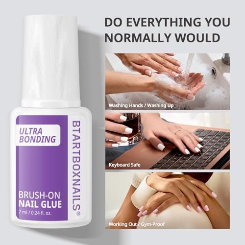 BTArtboxnails Nail Glue for Press Ons - Brush on Glue for Nail Tips & Acrylic Fake Nails, HEMA & TPO-free, Quick Air Dry & Long-Lasting, Mess-Free & Easy Application - görsel 12