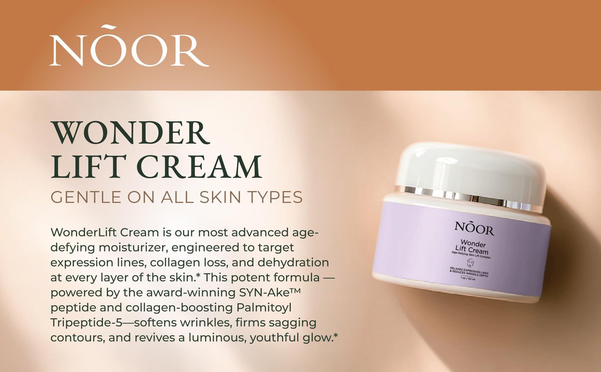 Noor Wonder Lift Cream for Women - Natural Anti-Aging Wrinkle Treatment with Syn-Ake Blend, 1 Fl Oz Avelisse