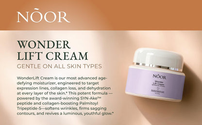 Noor Wonder Lift Cream for Women - Natural Anti-Aging Wrinkle Treatment with Syn-Ake Blend, 1 Fl Oz Avelisse