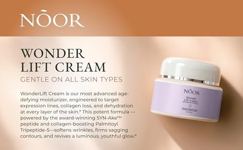 Noor Wonder Lift Cream for Women - Natural Anti-Aging Wrinkle Treatment with Syn-Ake Blend, 1 Fl Oz Avelisse