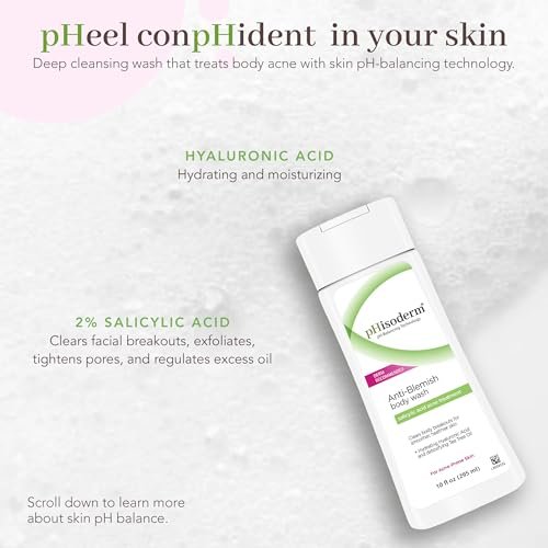 pHisoderm Anti-Blemish Body Wash for Acne-Prone Skin, pH Balanced with Salicylic Acid and Hyaluronic Acid, 3 x 10 fl oz Avelisse