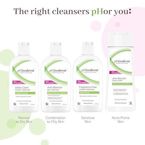 pHisoderm Anti-Blemish Body Wash for Acne-Prone Skin, pH Balanced with Salicylic Acid and Hyaluronic Acid, 3 x 10 fl oz Avelisse